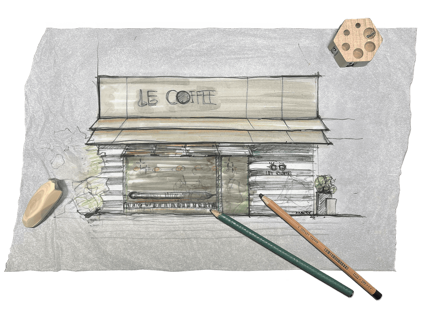 Minimal hand-drawn pendant light study