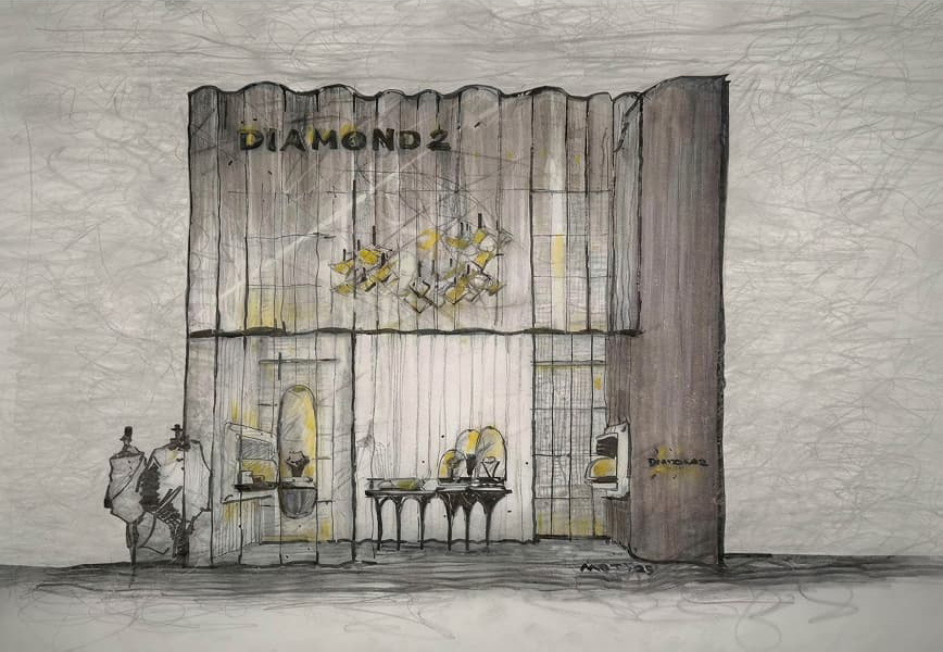 Refined hospitality entrance concept sketch